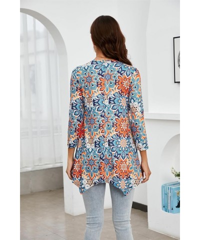 Women's Plus Size Tunic: 3/4 Sleeve Swing Flowy Blouses - Casual Loose Fit Dressy Tops Floral-1 $12.04 Tops