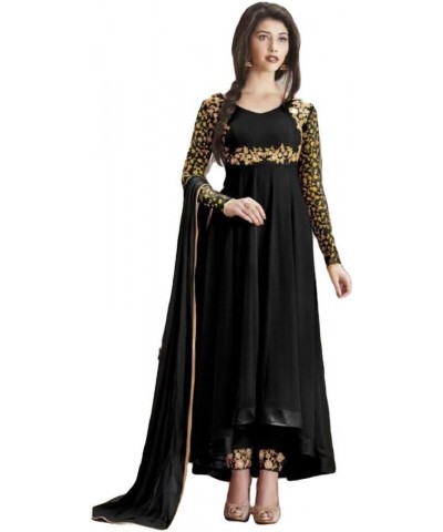 Henith Collection Indian/Pakistani Wear Georgette Embroidered Work Anarkali Suit And Party Wear Suit For Women Black $31.82 S...