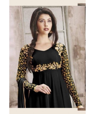 Henith Collection Indian/Pakistani Wear Georgette Embroidered Work Anarkali Suit And Party Wear Suit For Women Black $31.82 S...