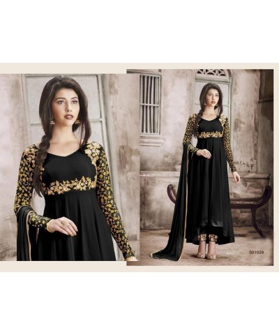 Henith Collection Indian/Pakistani Wear Georgette Embroidered Work Anarkali Suit And Party Wear Suit For Women Black $31.82 S...