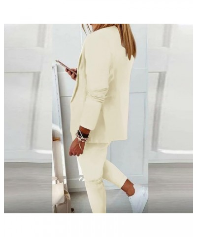 Two Piece Outfit for Women Blazer Suit Lounge Set Casual Office Business Open Front Cardigan Jacket and Pant Sets A2-beige $1...