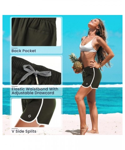 Women's 4" Swim Shorts Quick Dry Board Shorts Swimsuit Bottom with Pockets No Liner Army Green $9.60 Swimsuits