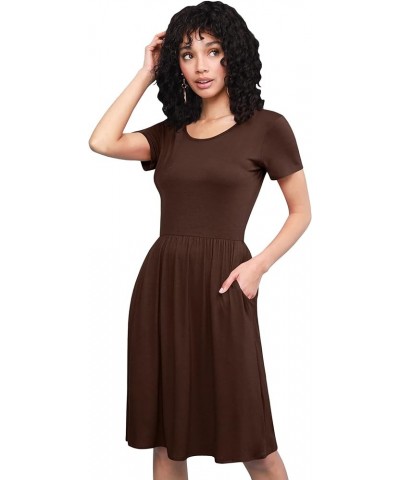 LL Women's Comfy Casual Short Sleeve Flowy Dresses Loose Plain Dress with Pockets Wdr2304_brown $12.62 Dresses