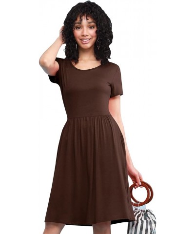 LL Women's Comfy Casual Short Sleeve Flowy Dresses Loose Plain Dress with Pockets Wdr2304_brown $12.62 Dresses