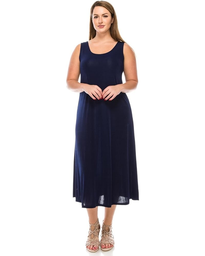 Women's Tank Long Dress – Sleeveless Scoop Neck Casual Swing Flowy T Shirt One Piece Navy $13.94 Dresses