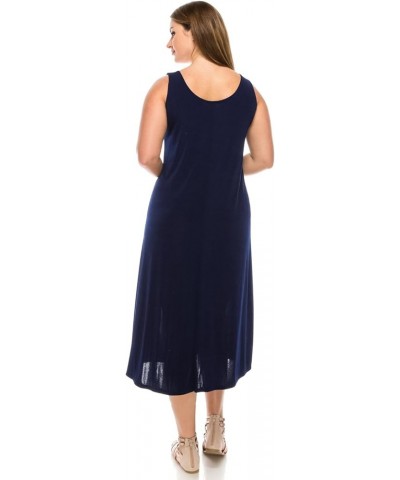 Women's Tank Long Dress – Sleeveless Scoop Neck Casual Swing Flowy T Shirt One Piece Navy $13.94 Dresses