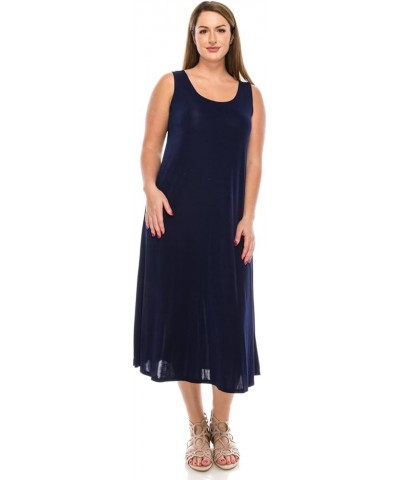 Women's Tank Long Dress – Sleeveless Scoop Neck Casual Swing Flowy T Shirt One Piece Navy $13.94 Dresses