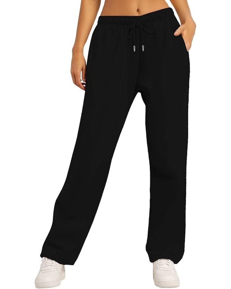 Womens Sweatpants Running Gym Casual Thermal Joggers Fashion Plus Size Preppy Stretch Solid Pants Trousers 1-black $12.99 Pants