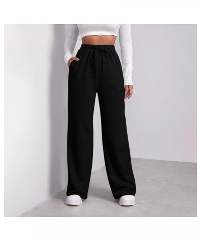 Womens Sweatpants Running Gym Casual Thermal Joggers Fashion Plus Size Preppy Stretch Solid Pants Trousers 1-black $12.99 Pants