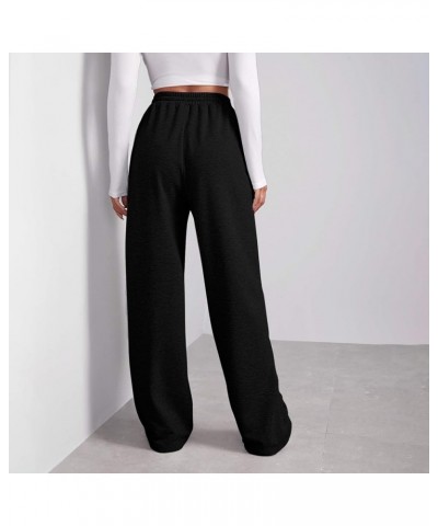 Womens Sweatpants Running Gym Casual Thermal Joggers Fashion Plus Size Preppy Stretch Solid Pants Trousers 1-black $12.99 Pants