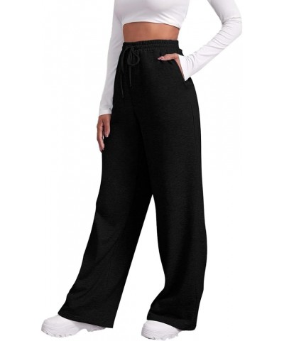 Womens Sweatpants Running Gym Casual Thermal Joggers Fashion Plus Size Preppy Stretch Solid Pants Trousers 1-black $12.99 Pants