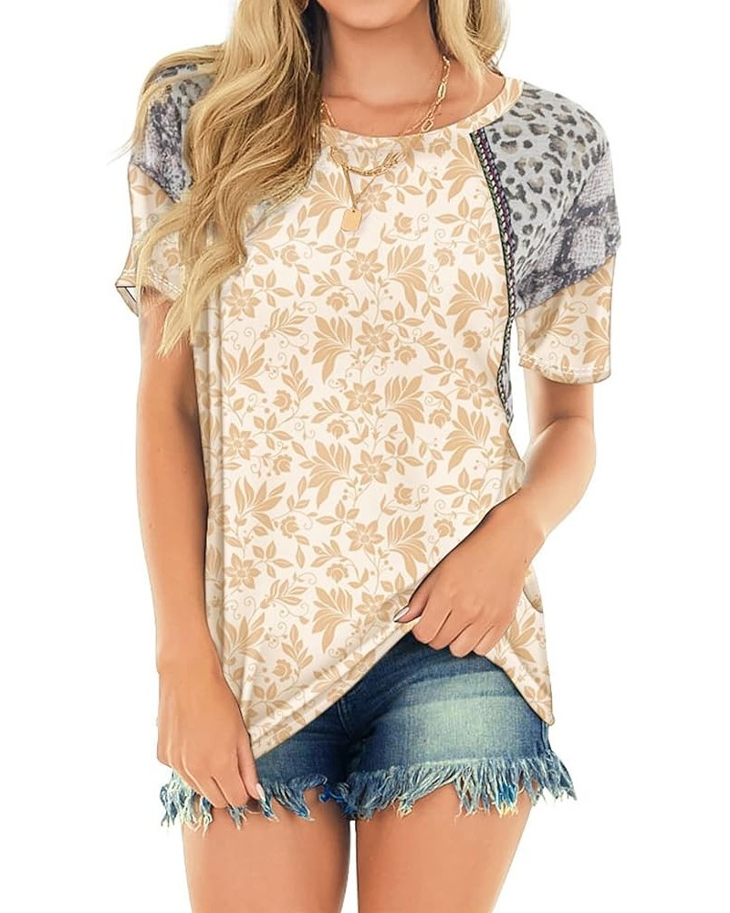 Women's Summer Tops Raglan Short Sleeve T Shirts Leopard Casual Tunic Tops T2 $10.25 Tops