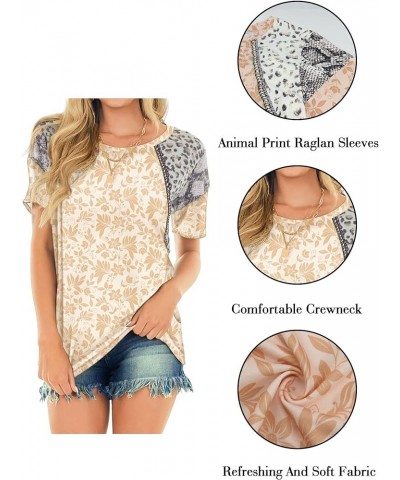 Women's Summer Tops Raglan Short Sleeve T Shirts Leopard Casual Tunic Tops T2 $10.25 Tops