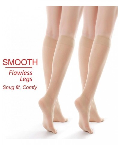 9 Pairs Knee High Pantyhose with Reinforced Toe - 20D Nylon Stockings for Women 9 Nude $10.25 Socks