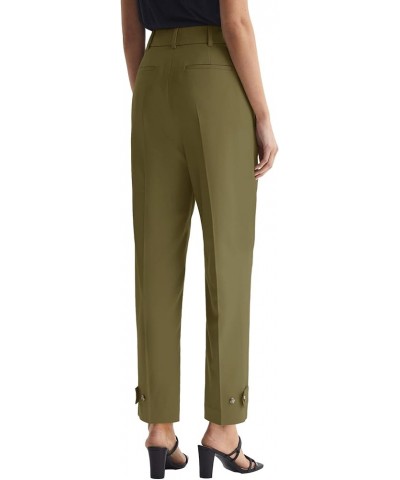 Women's High Waisted Dress Pants Straight Leg Business Work Trousers Cropped Pants with Pockets Olive Green $18.62 Pants