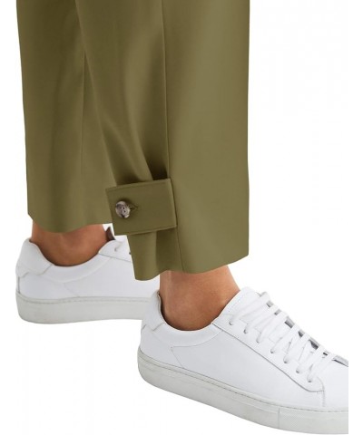 Women's High Waisted Dress Pants Straight Leg Business Work Trousers Cropped Pants with Pockets Olive Green $18.62 Pants