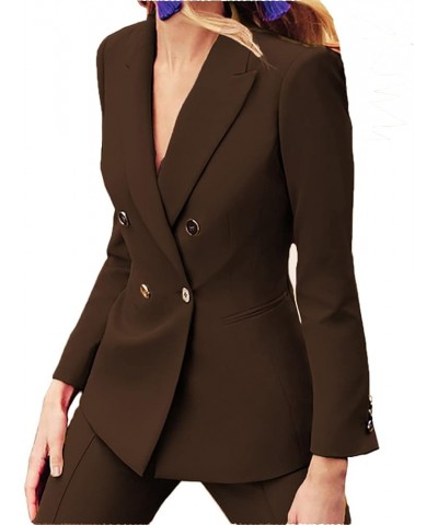 Women's Business Suit Double Breasted Slim Fit 2 Piece Work Lady Blazer Jacket,Pant Suits Olive Green $35.65 Suits