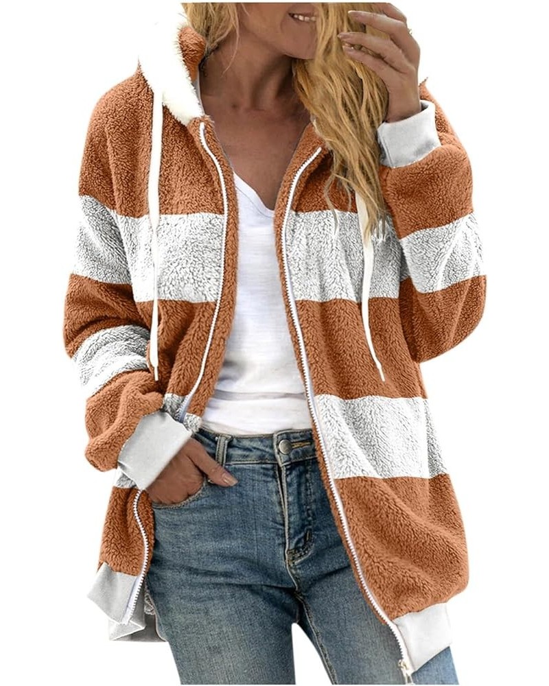 Winter Coats For Women,Women Fleece Hooded Jacket Warm Fuzzy Fluffy Sherpa Jacket Two Pockets Coat Outwear 8-brown $19.14 Jac...