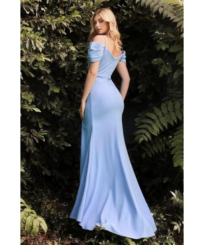 Satin Bridesmaid Dresses for Women Off Shoulder Prom Dress Long Mermaid Prom Gown with Slit MN586 Brown $34.80 Dresses