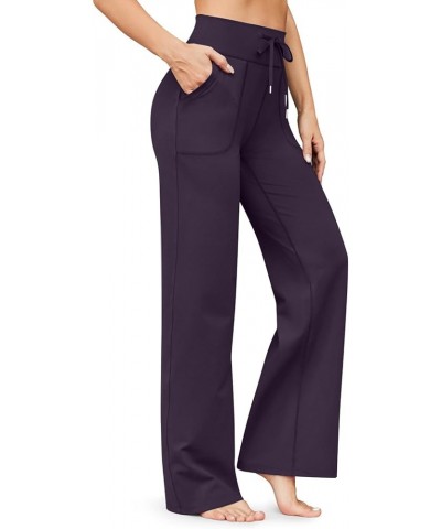 Flare Yoga Pants with Pockets for Women High Waisted Wide Leg Sweatpants Comfy Lightweight Straight Leg Yoga Trousers A04-dar...