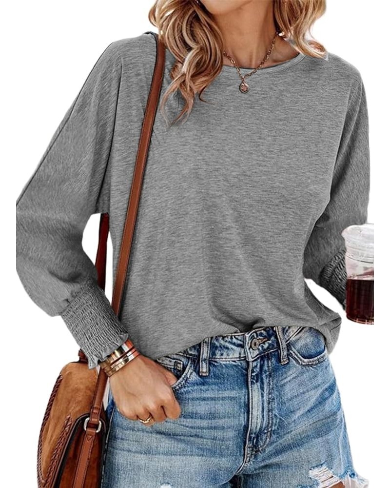 Long Sleeve Tops for Women 2024 Spring Fashion T Shirts for Women Crewneck Casual Loose Shirts Basic Tee Gray $12.00 T-Shirts