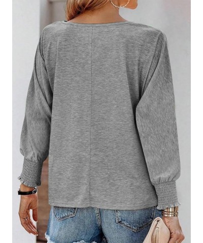 Long Sleeve Tops for Women 2024 Spring Fashion T Shirts for Women Crewneck Casual Loose Shirts Basic Tee Gray $12.00 T-Shirts