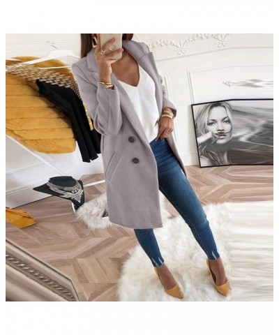 Women's Faux Wool Elegant Coat Collar Lapel Open Double Breasted Trench Jacket Slim Long Pea Coat Overcoat Outwear Y12grey $1...