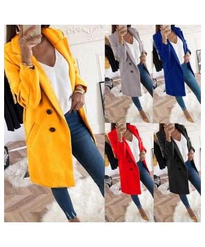 Women's Faux Wool Elegant Coat Collar Lapel Open Double Breasted Trench Jacket Slim Long Pea Coat Overcoat Outwear Y12grey $1...