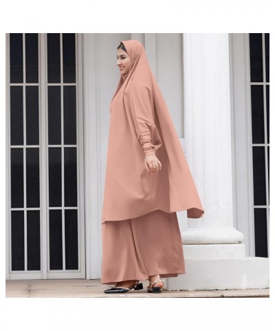 Women Two Piece Muslim Prayer Dress Khimar Hijab + Skirt Set Islamic Ramadan Clothes Kaftan Abaya Dubai Outfit Khaki $20.44 S...