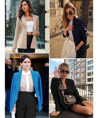 Womens Casual Blazer Long Sleeve Open Front Cardigan Work Office Blazer Jackets with Zipper Pockets S-3XL Navy Blue $24.19 Suits