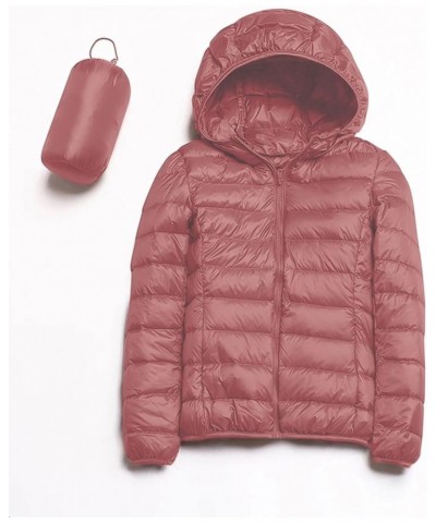 Packable Down Jacket for Women Lightweight Winter Duck Down Jackets Slim Fit Bubble Coat Zipper Warm Puffer Jacket with Hood ...