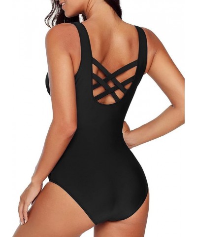 Womens Color Block Print One Piece Swimsuits Athletic Training Swimwear Bathing Suits(Available in Plus) Regular Black 402 $1...