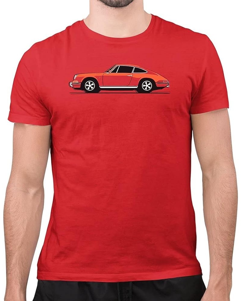 Porsche 911 Illustration T Shirt Sports Car T Shirt Red $12.22 T-Shirts