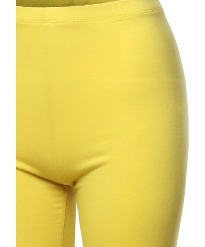 Women's Basic Solid Premium Cotton Mid Thigh High Rise Biker Bermuda Shorts Yellow - Shorter Length $9.11 Activewear