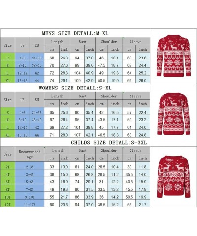 Family Christmas Sweaters Matching Ugly Christmas Sweater Long Sleeve Reindeer Snowflakes Holiday Knit Pullover Tops Men Snow...