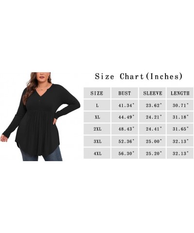 Women's Plus Size Henley Shirts V Neck Button Tunic Tops Casual Long Sleeve Swing Flowy Blouse Long Sleeve Black $9.61 Tops