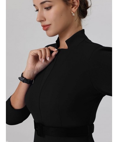 Women's Church Dress Knee Length Zipper Neck Business Pencil Dresses Black $28.90 Dresses