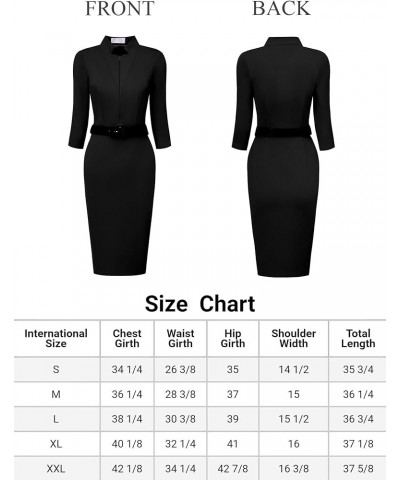 Women's Church Dress Knee Length Zipper Neck Business Pencil Dresses Black $28.90 Dresses