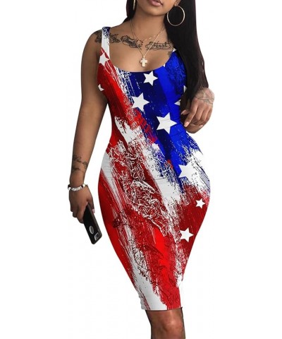 4Th of July Dress Women 2023 Fashion American Flag Printed Sexy Round Neck Sleeveless Halter Bodycon Dress Patriotic Outfits ...