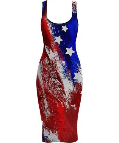 4Th of July Dress Women 2023 Fashion American Flag Printed Sexy Round Neck Sleeveless Halter Bodycon Dress Patriotic Outfits ...