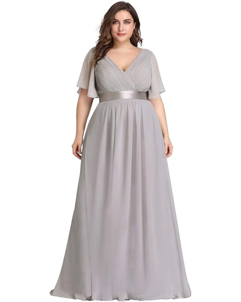 Womens Plus Size Bridesmaid Dress Chiffon Long Formal Evening Prom Dresses 9890 Grey $34.02 Dresses