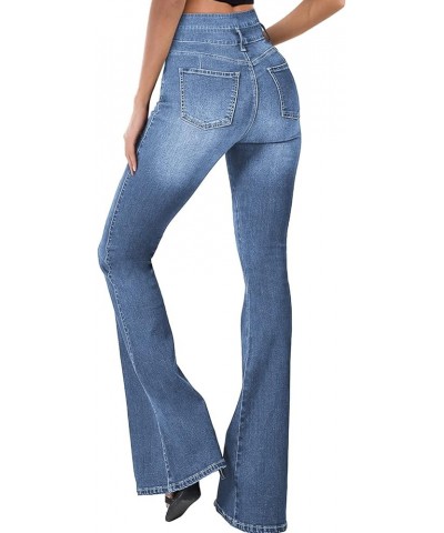 Women High Waisted Destroyed Flared Jeans Bell Bottom Denim Pants Sky Blue $18.04 Jeans