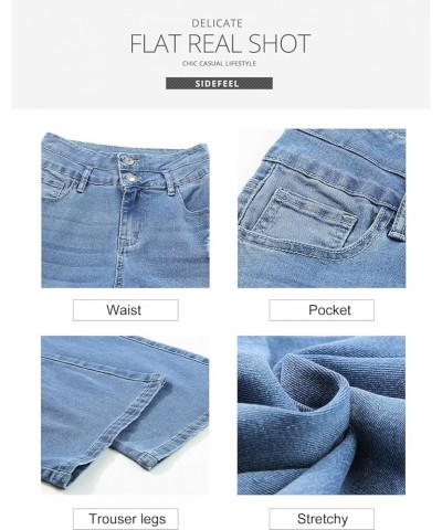 Women High Waisted Destroyed Flared Jeans Bell Bottom Denim Pants Sky Blue $18.04 Jeans