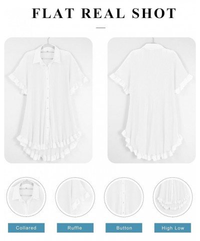 2023 Women's Vacation Dresses Ruffle Tunic Dress Button Up Loose Swing Casual Dresses for Women One Size White(us 6-18) $22.0...