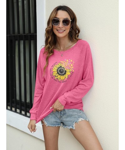 Women's Long Sleeve Funny T Shirt Cute Tops Novelty Cool Tee 2 Rose $11.39 Tops