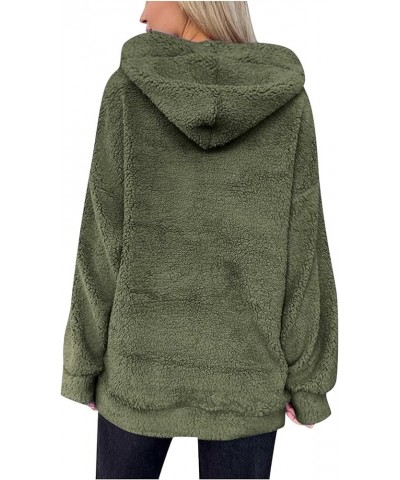 Women Oversized Sherpa Fleece Hoodies Long Sleeve Casual Hooded Pullover Drawstraing Warm Sweatshirts with Pocket 01 Army Gre...