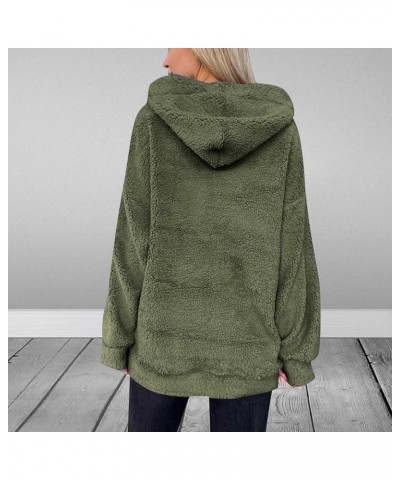 Women Oversized Sherpa Fleece Hoodies Long Sleeve Casual Hooded Pullover Drawstraing Warm Sweatshirts with Pocket 01 Army Gre...