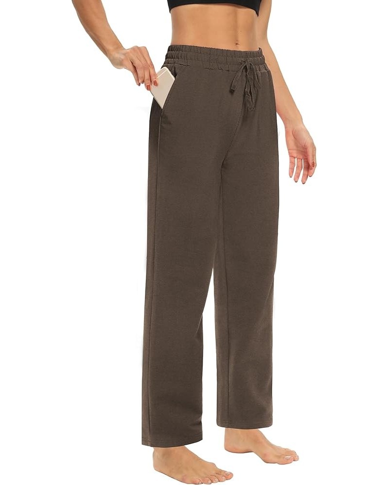 Womens Sweatpants Loose Comfy Casual Wide Leg Yoga Pants Drawstring High Waisted Lounge Pajama Pants with Pockets Brown $18.8...