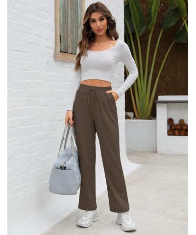 Womens Sweatpants Loose Comfy Casual Wide Leg Yoga Pants Drawstring High Waisted Lounge Pajama Pants with Pockets Brown $18.8...