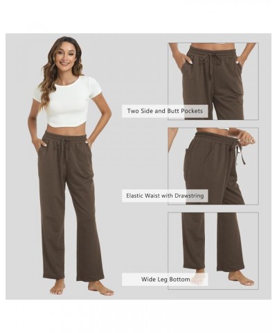 Womens Sweatpants Loose Comfy Casual Wide Leg Yoga Pants Drawstring High Waisted Lounge Pajama Pants with Pockets Brown $18.8...